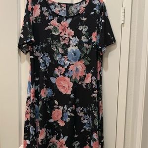 Black Floral Short Sleeve Dress